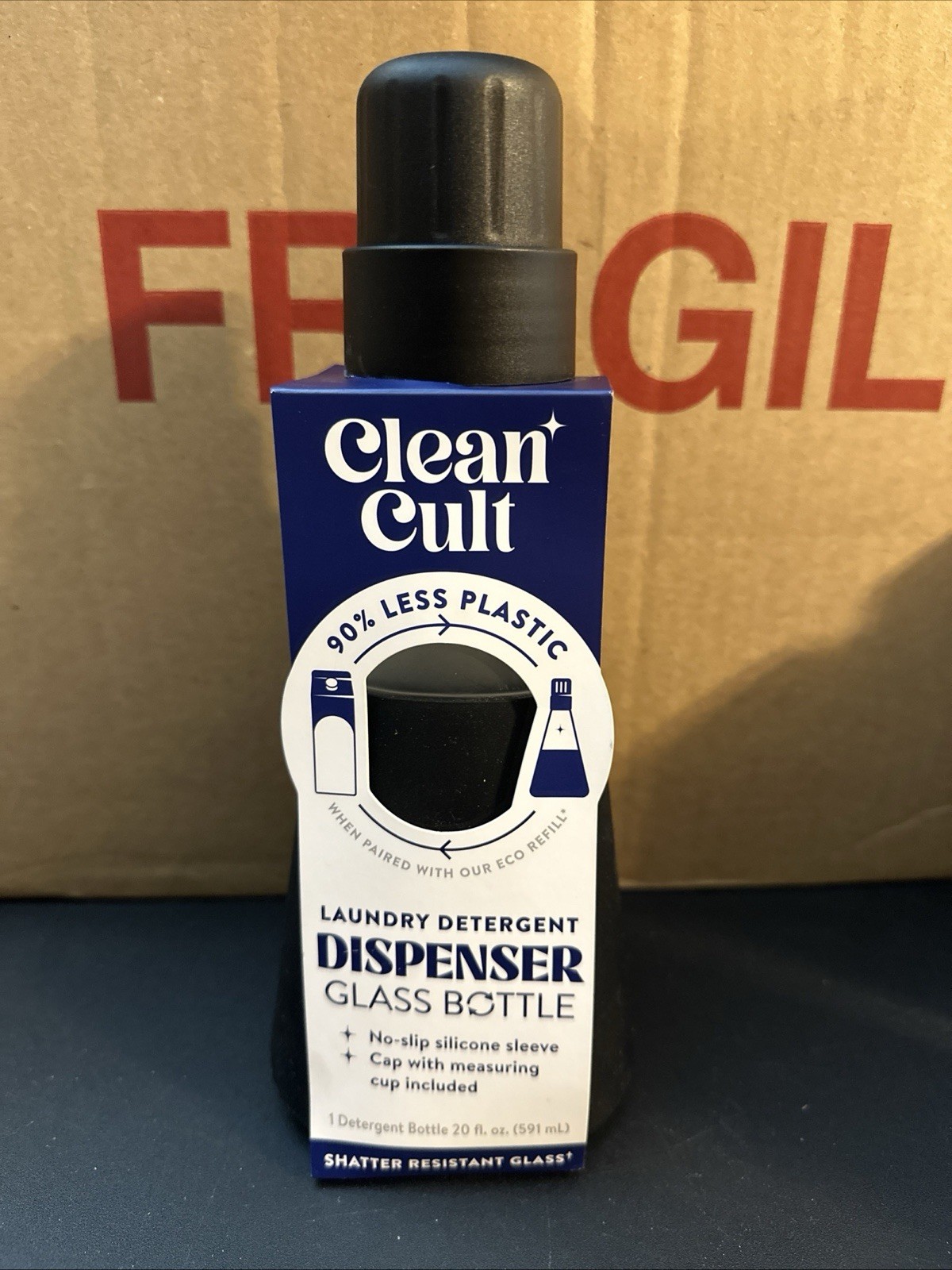 Clean Cult Glass Laundry Detergent Dispenser 20 fl. oz. Silicone Sleeve Cap
