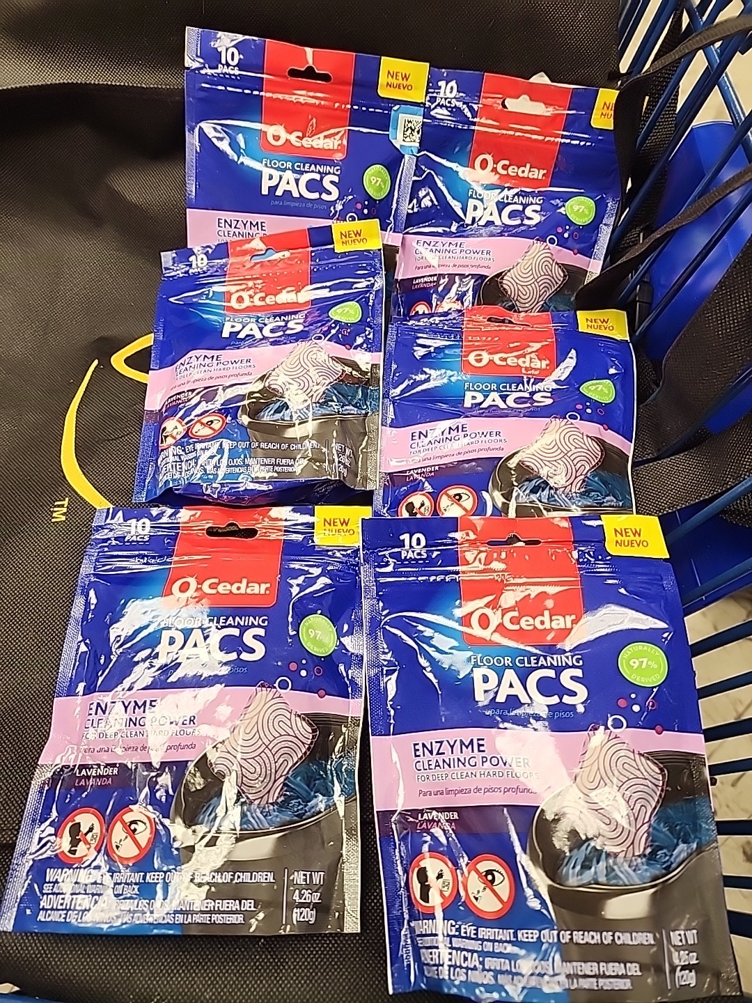 6 O-Cedar PACS Hard Floor Cleaner, Lavender Scent 10 Count Per Pack. 60 Pods