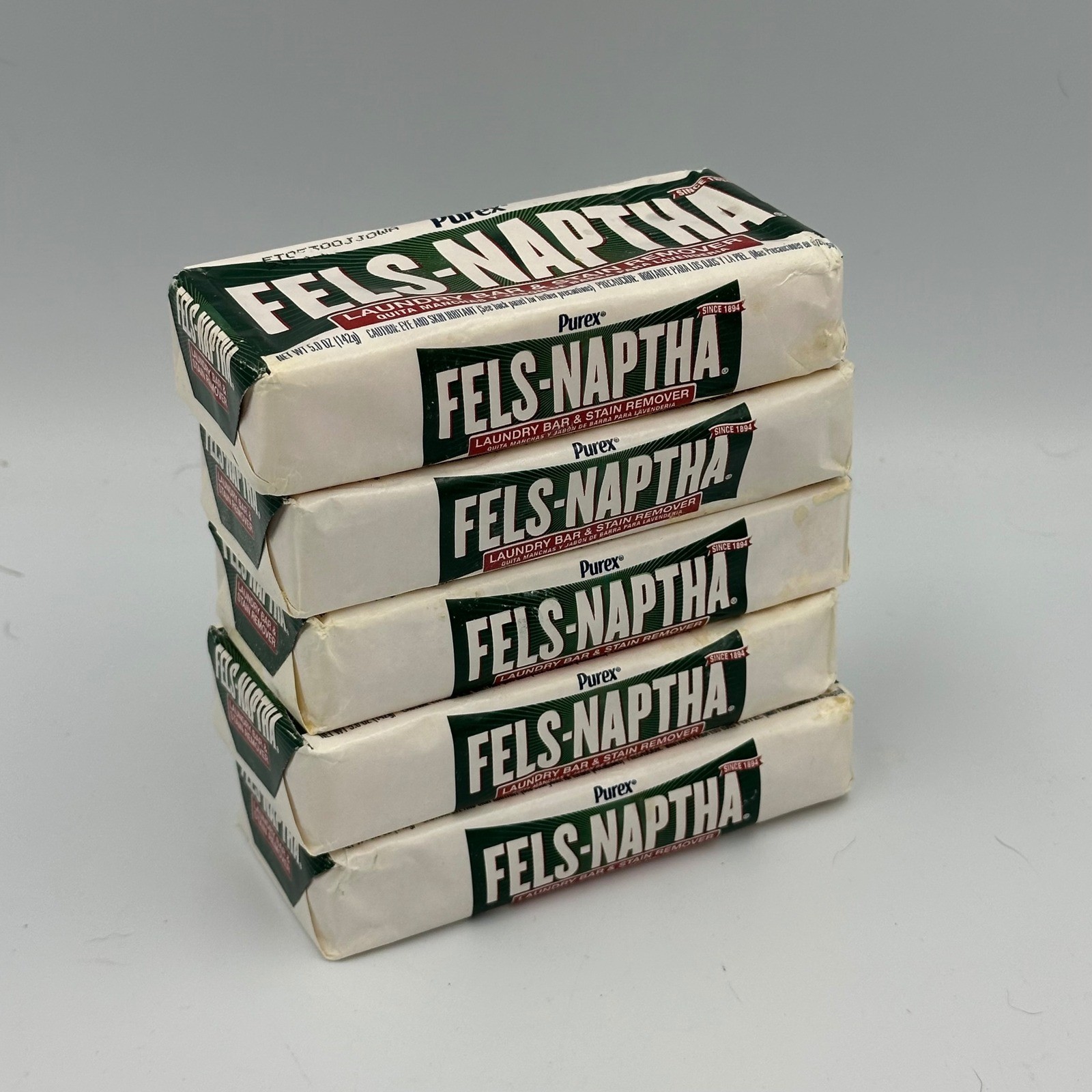 Fels-Naptha Laundry Bar & Stain Remover Soap (5 Bars) Classic Cleaner