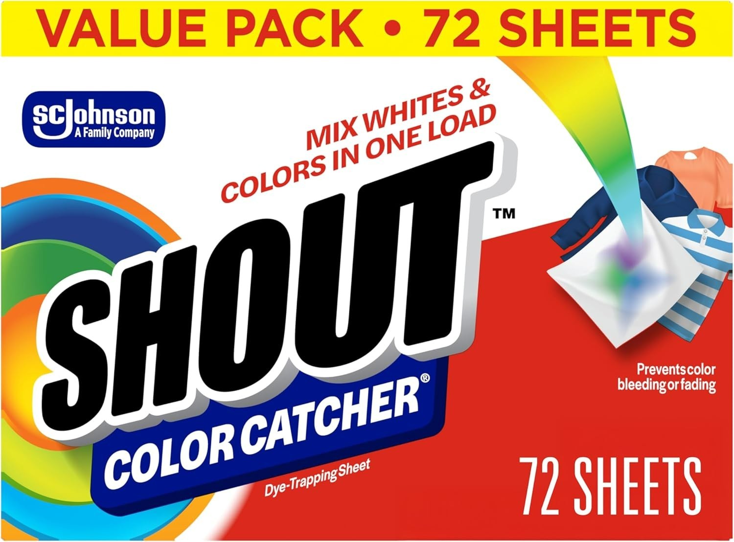 Shout Color Catcher Sheets for Laundry, Maintains Clothes Colors, 72 Count