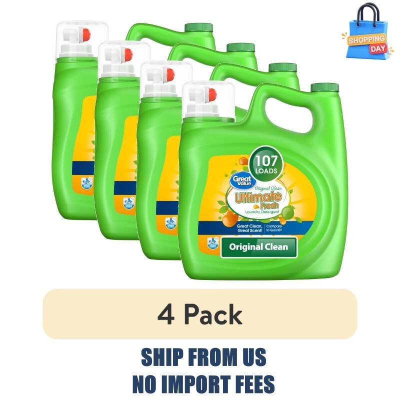 (4 pack) Great Value Ultimate Fresh Laundry Detergent, Original Clean, 154 fl oz