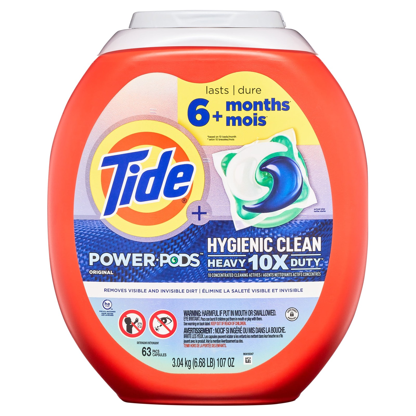 Hygienic Clean Power PODS Laundry Detergent Pacs, Original Scent, 63 Count