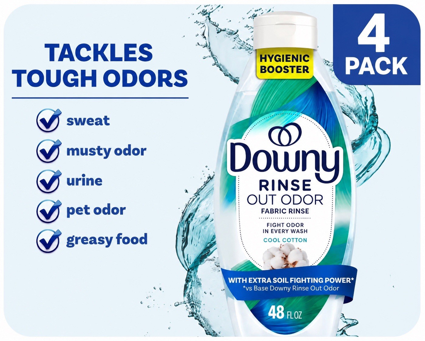 4 PACK*Downy Rinse Out Odor Laundry Rinse, 48 fl oz