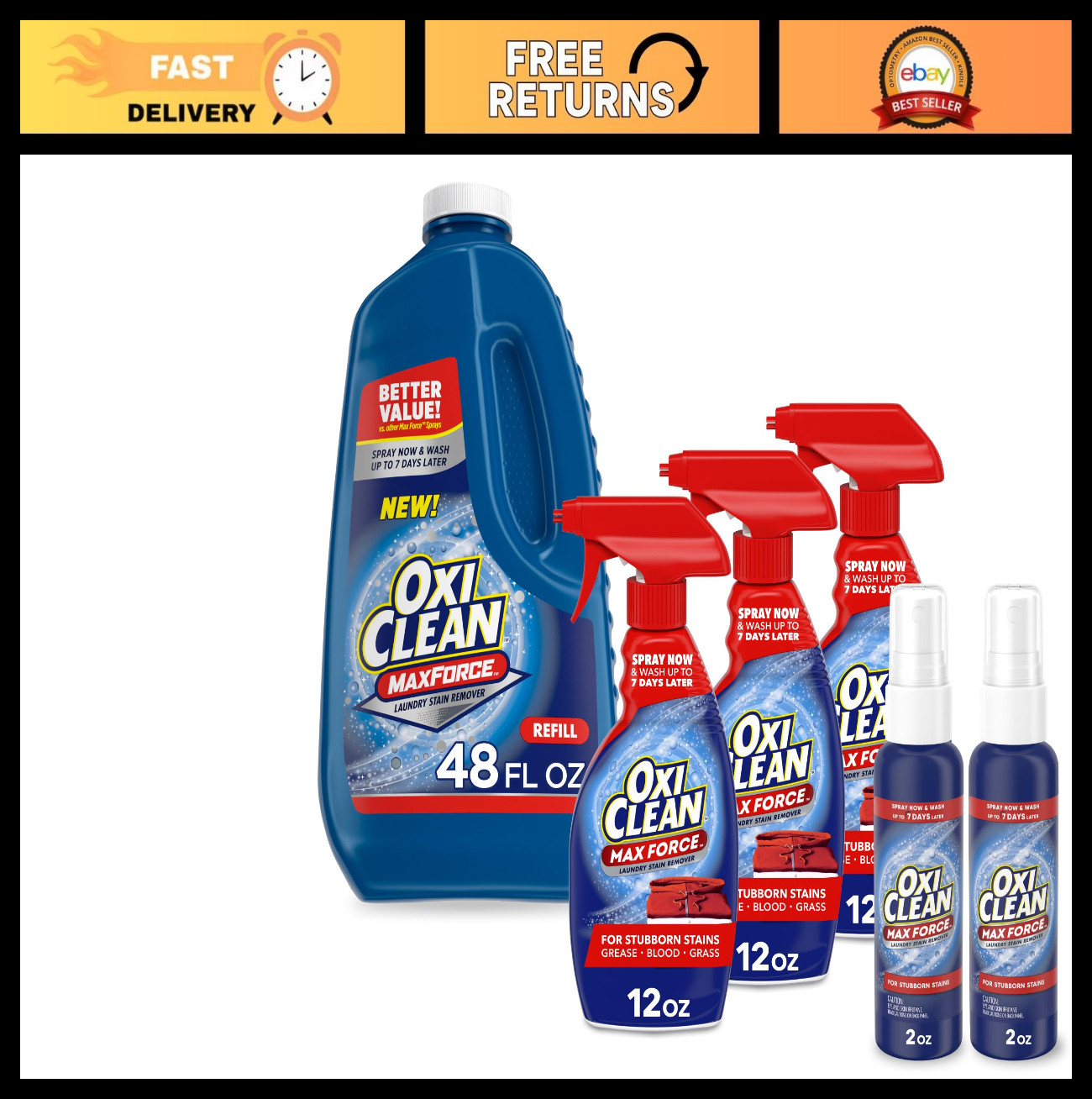 3-Pack OxiClean Max Force Stain Remover Spray + 48oz Refill & 2oz Spray – Laundr
