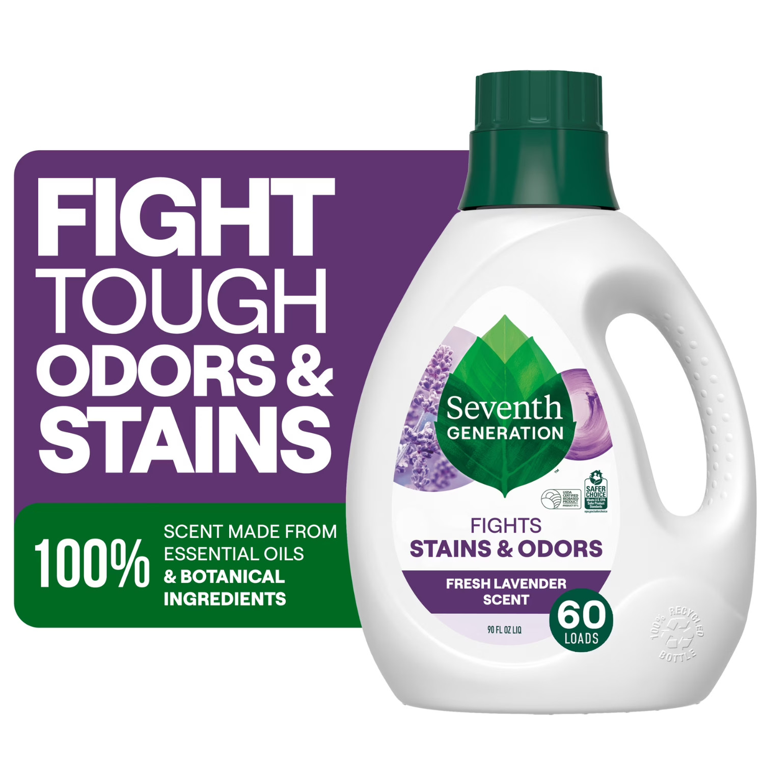 (2 Pack) Seventh Generation Lavender Liquid Laundry Detergent 90oz 60 Loads