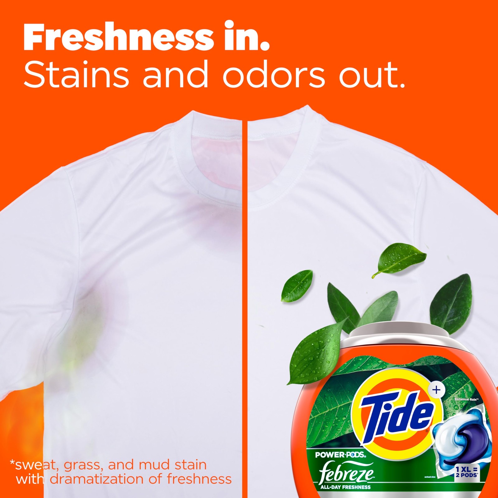 Tide Power Pods w/ Febreze Botanical Rain Laundry Detergent Pacs 45 Count