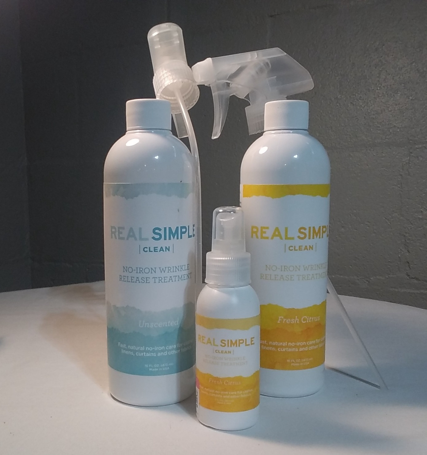 Real Simple Clean No-Iron Wrinkle Release Treatment Set Of 3 Citrus & Unscented