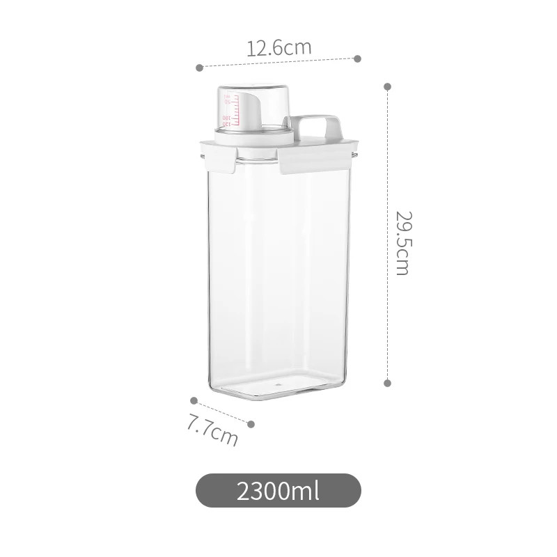 Airtight Laundry Detergent Dispenser w/ Measuring Cup – 1.8L/2.3L Storage Jug