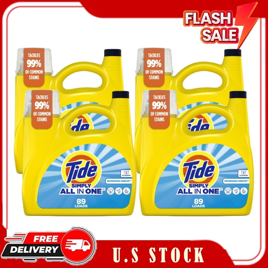 New 4 Pack Tide Simply All-In-One Laundry Detergent Refreshing Breeze 117 fl oz