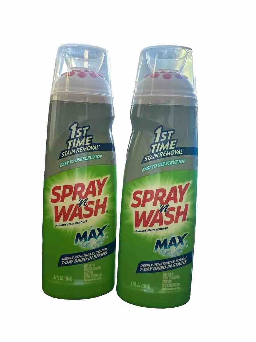 (2) Spray n Wash Max Laundry Stain Remover Gel Stick with Easy to Use Scrub Top