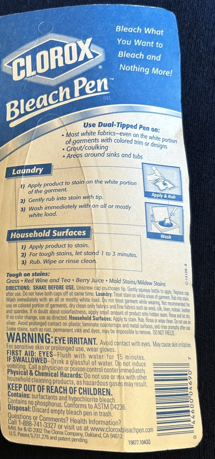 Clorox Bleach Pen Gel For Whites Dual Tipped 2 Oz 2002 Discontinued Unopened Box