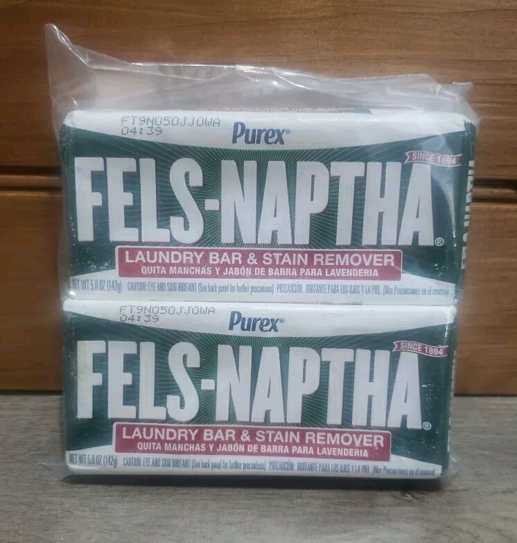 New Fels-Naptha By Purex Laundry Bar Soap And Stain Remover Lot Of 2 Bars