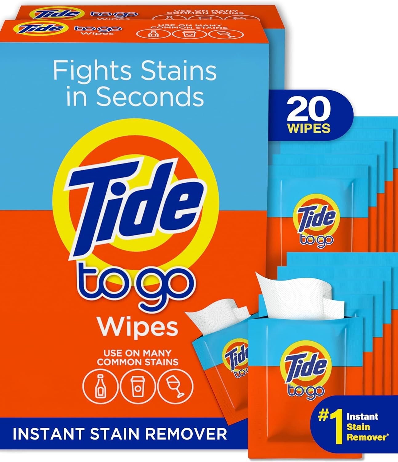 Tide Stain Remover for Clothes, Tide to Go Wipes, Instant Stain Remover for Clot