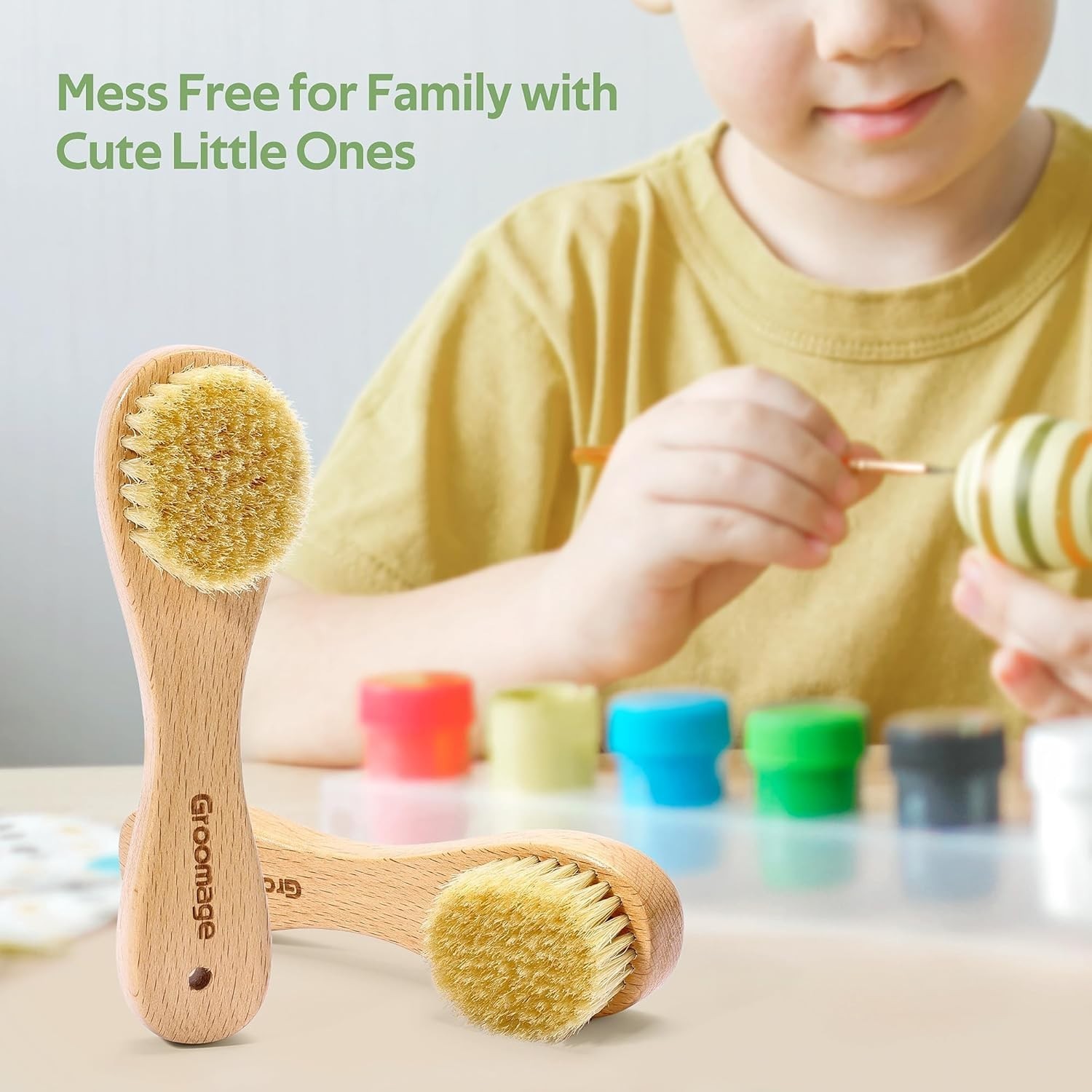 Soft Bristle Cleaning Brush for Fabrics – Gentle Stain Removal with Beech Handle