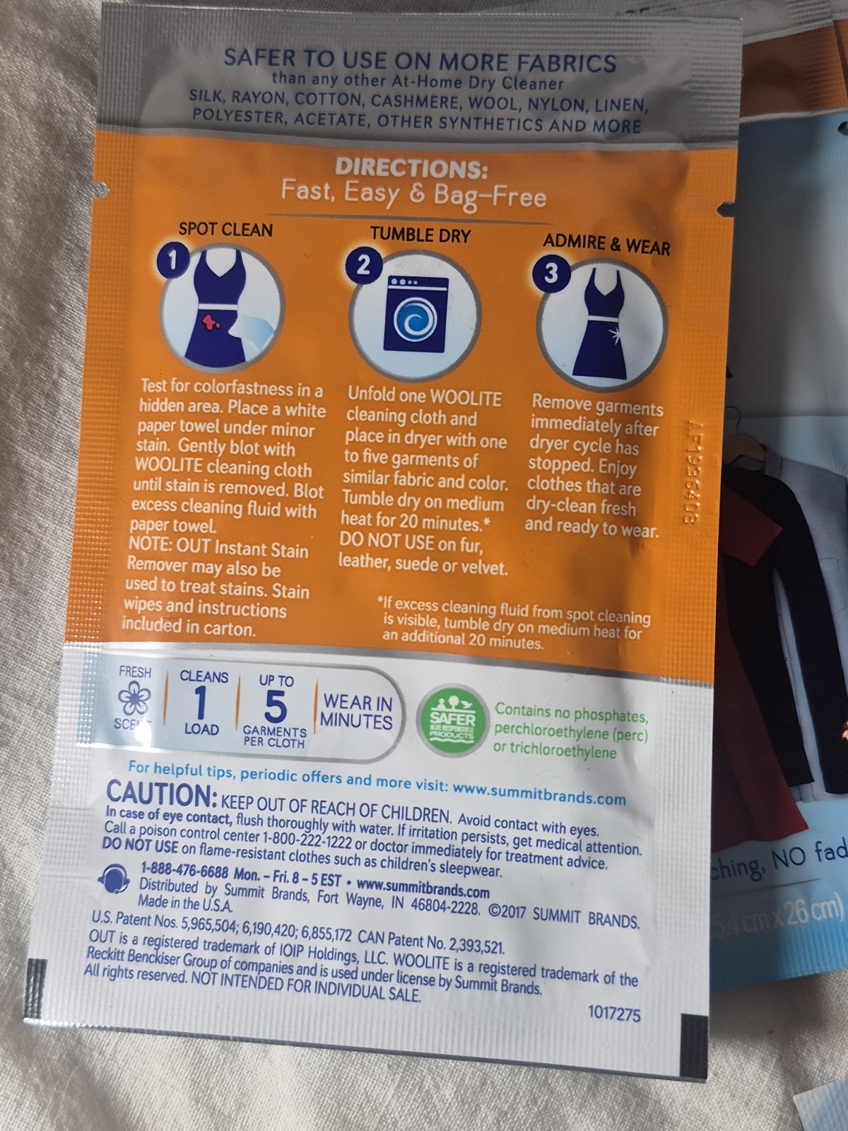 Woolite At Home Dry Cleaner Packets 4 Cloths 3 Stain Wipes No Box