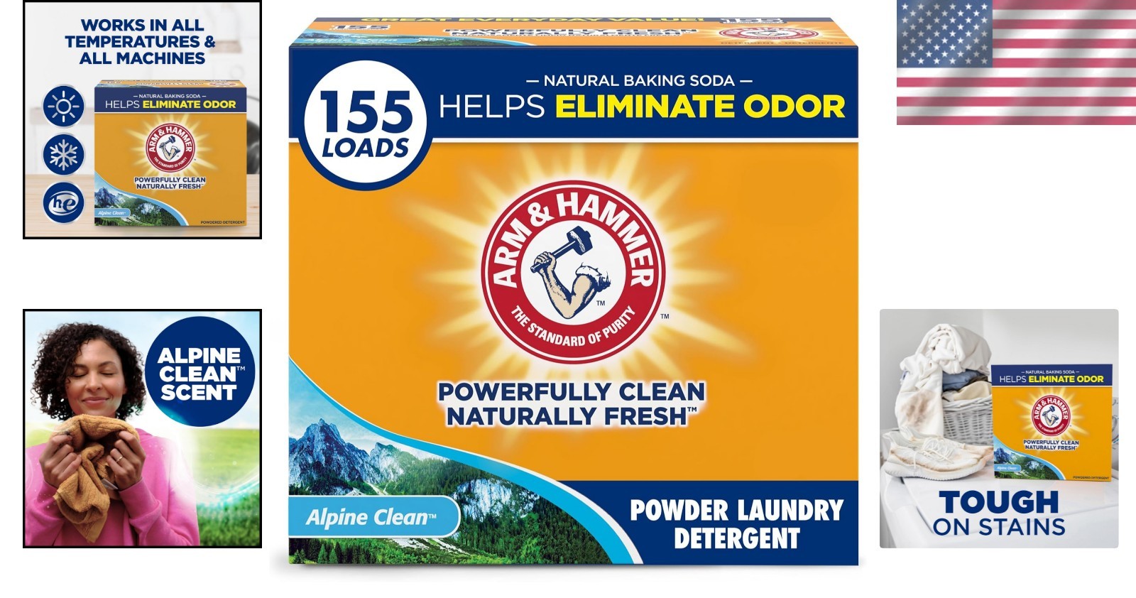 Effective Stain Remover Powder Detergent – 9.56 lb of Alpine Clean Freshness