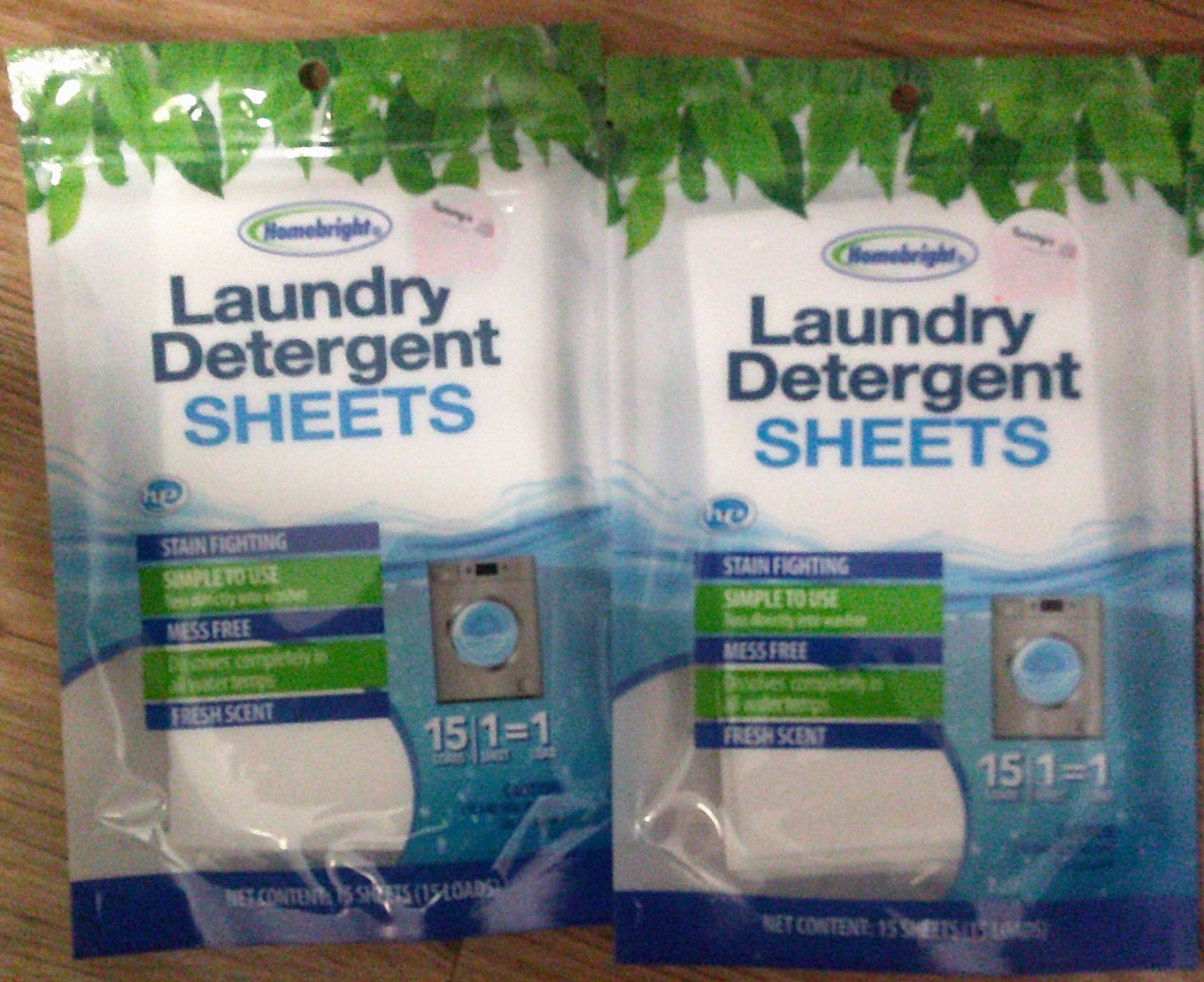 2 NEW Homebright Laundry Detergent Sheets FRESH SCENT stain fighting 30 sheets