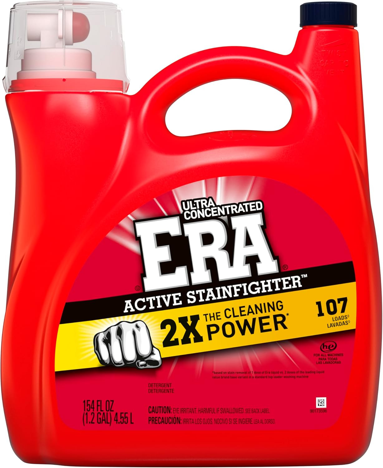 Era 2X Ultra Active Stainfighter Formula Liquid Laundry Detergent 154 Fl Oz, 107