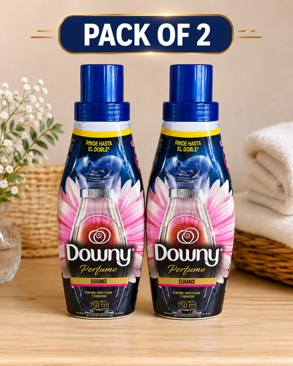 Downy Perfume Elegance Fabric Softener– Pack of 2 (750ml Each)