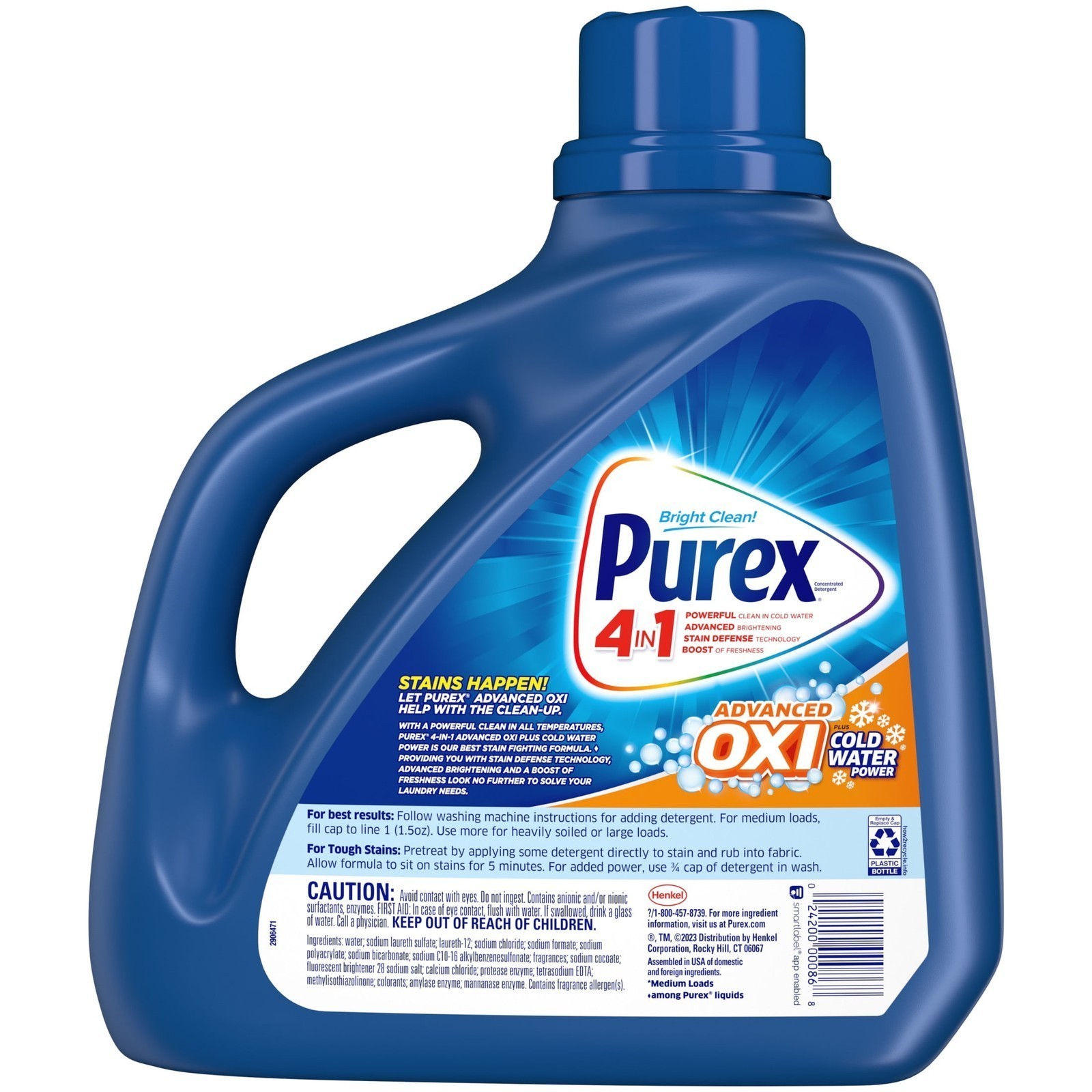 Liquid Laundry Detergent Plus OXI Stain Removing 128 Fl Oz 85 Wash Loads New