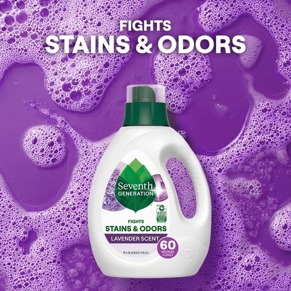 Seventh Generation Liquid Laundry Detergent Liquid, Floral Lavender, 90fl oz, 60