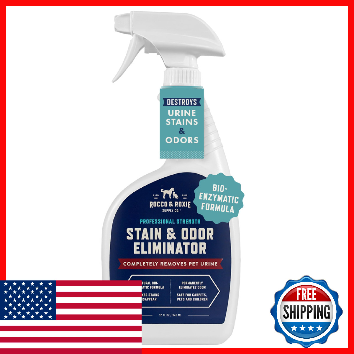 Rocco & Roxie Pet Stain & Odor Eliminator, Enzyme Cleaner, Carpet, Urine Destroy
