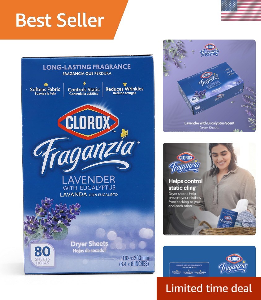 Fraganzia Lavender Scented Dryer Sheets – 80 Count for Soft, Odor-Free Clothes