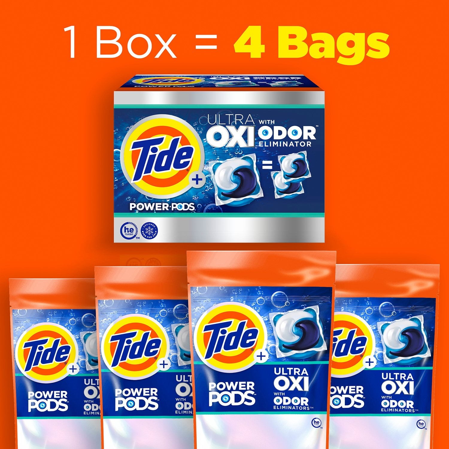 Tide Power PODS + Ultra OXI Laundry Detergent Pacs 72 Ct Deep Clean