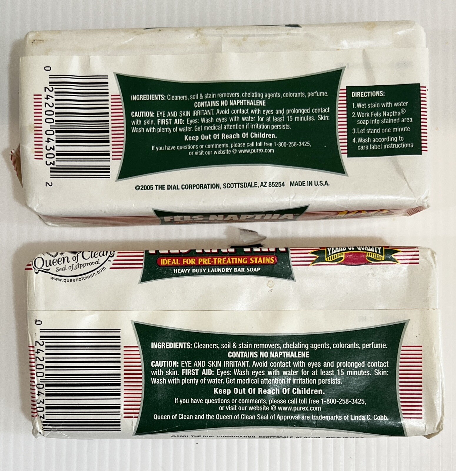 FELS- NAPTHA Heavy Duty Laundry Bar Soap Dial Corp. 5.5 Oz. Made In USA NOS