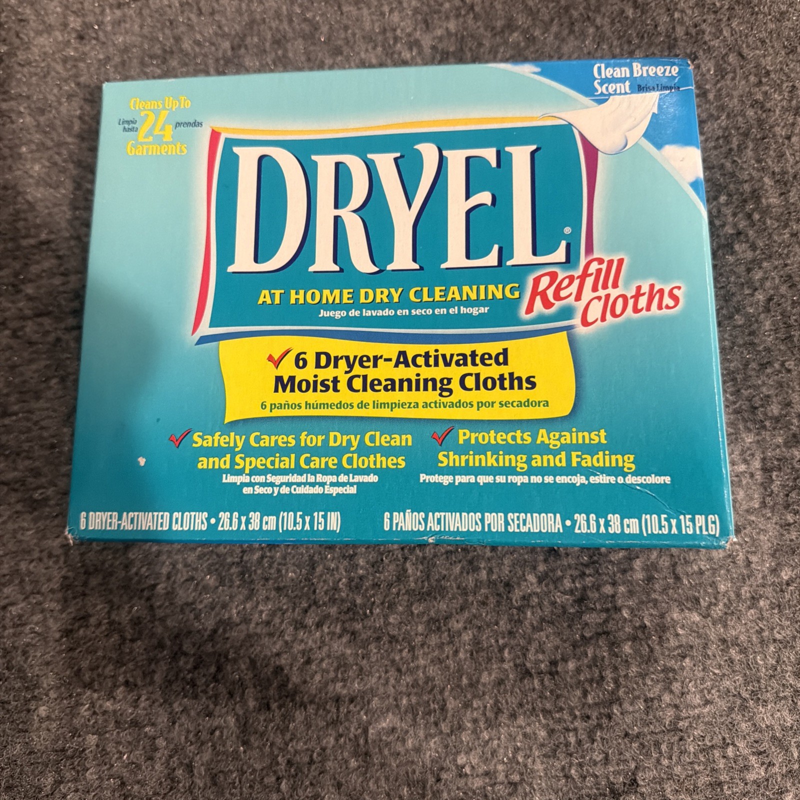 VTG DRYEL AT HOME DRY CLEANING REFILL 6 CLOTH CLEAN BREEZE SCENT NIB Discontinue