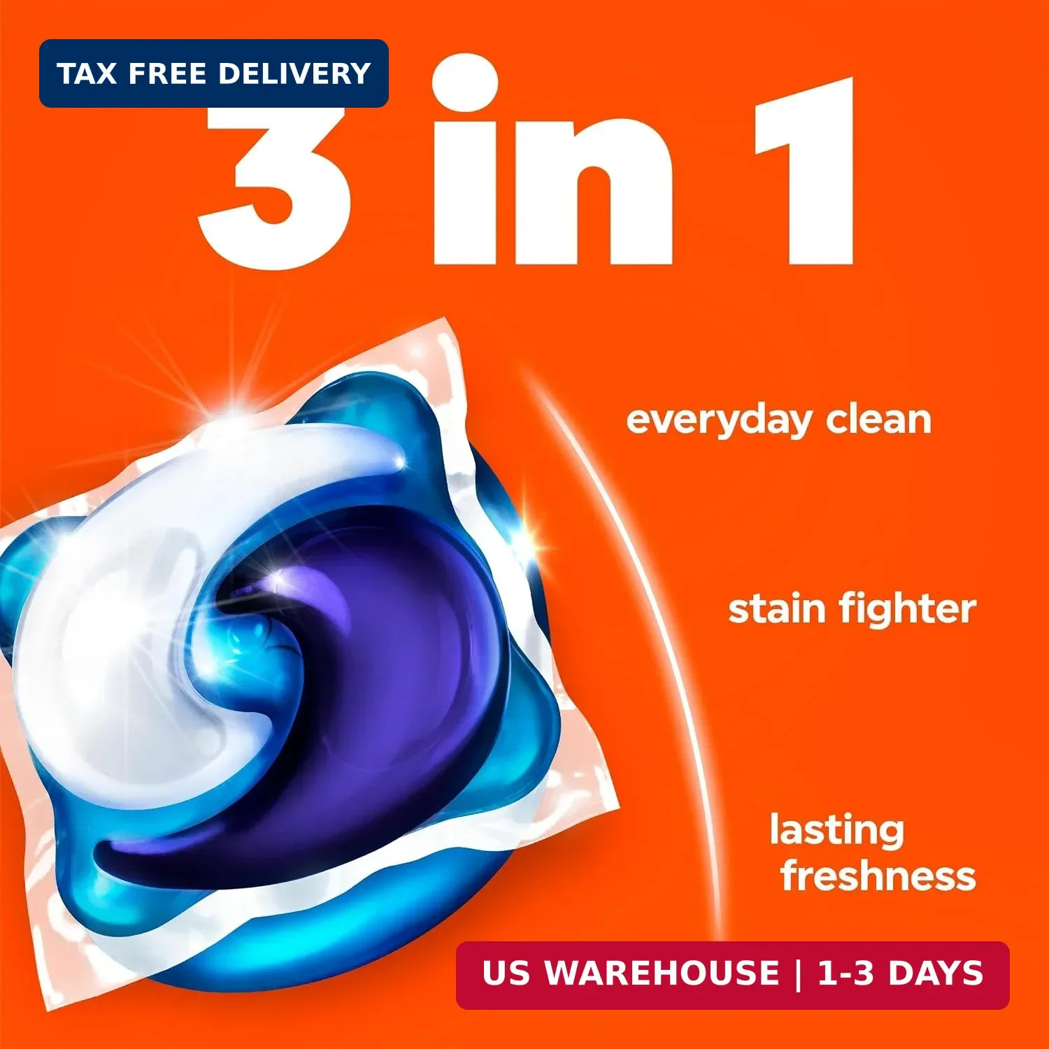 Tide PODS laundry detergent pacs, 3-in-1 Stain Remover, Odor Fighter, Color Prot
