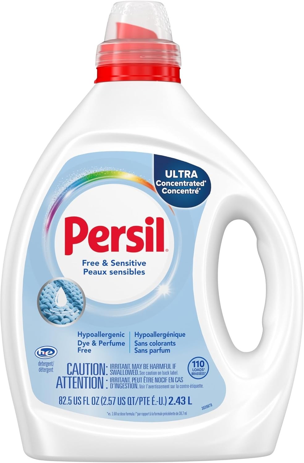 Persil Free & Sensitive Liquid Laundry Detergent Unscented Hypoallergenic 82.5oz