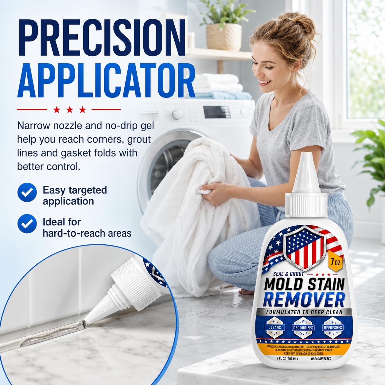 Mold Stain Cleaner Gel 7oz, Powerful Thick Stain Remover with Brush Applicato…
