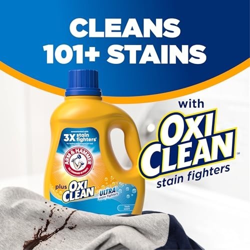ARM & HAMMER Plus OxiClean Liquid Laundry Detergent, Fresh Scent, 77 Loads