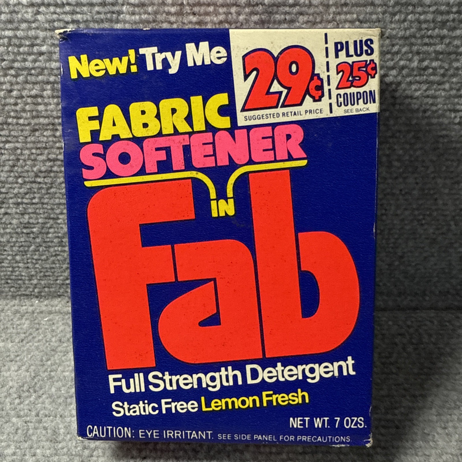 Fab Laundry Detergent Vintage small 7oz Box Movie TV Picture Prop Collectible