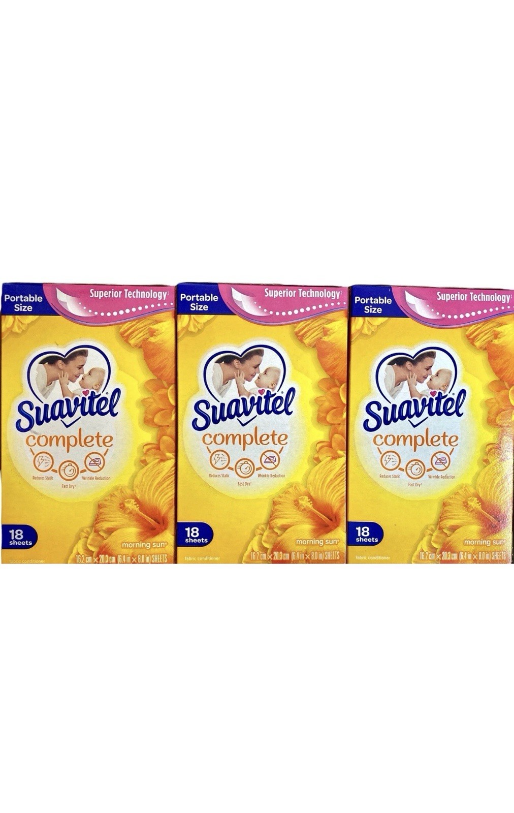 3 Suavitel Complete Morning Sun Fabric Softener Sheets Static Wrinkle