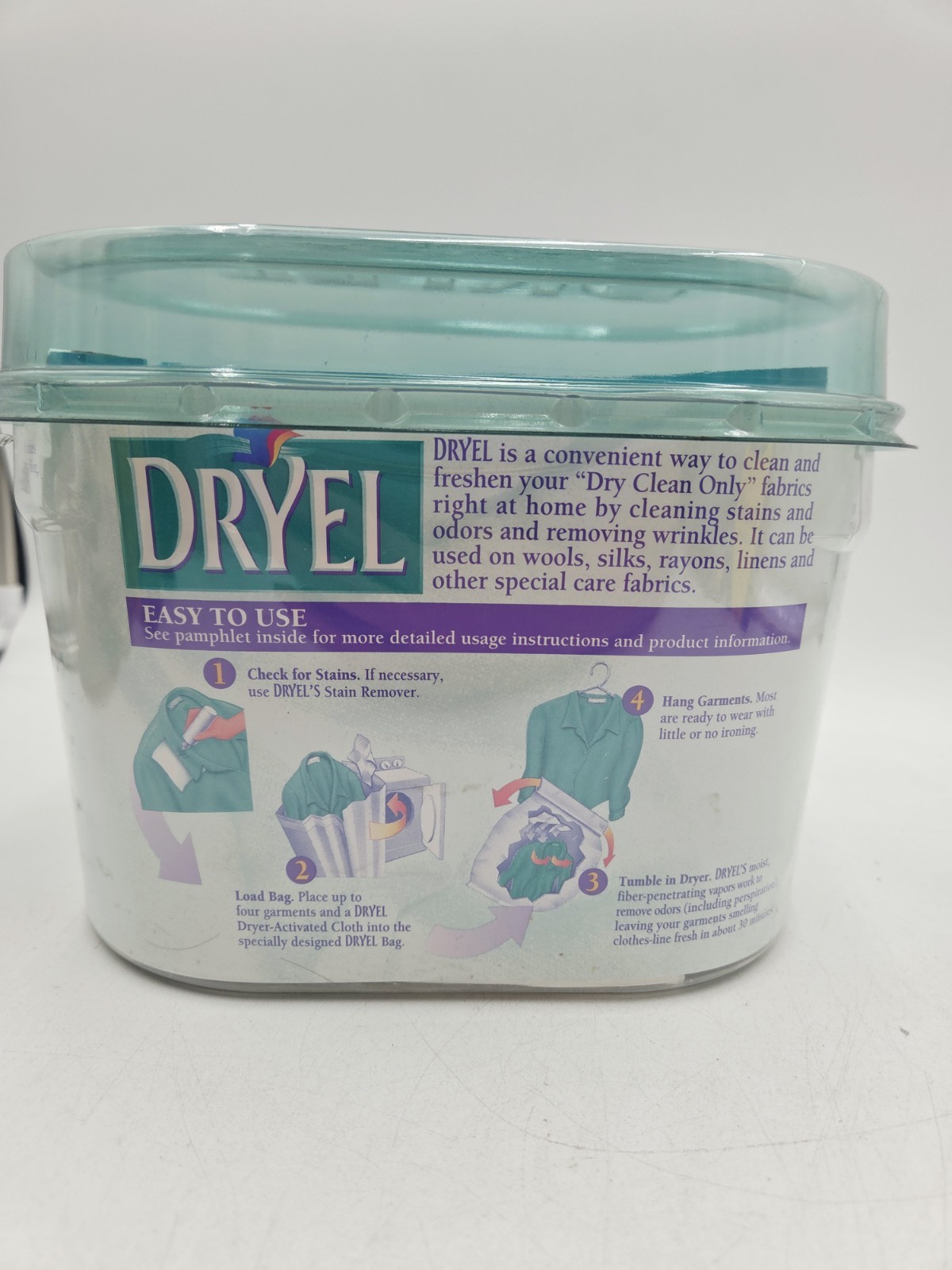 Vintage Dryel At Home Dryer Dry Cleaner Starter Kit 2 Packets Stain Remover Pads