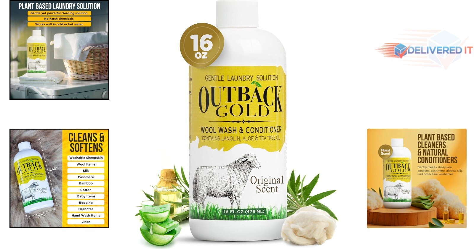 Wool Wash Liquid 16 oz Plant Based pH Neutral Perfect for Delicates Baby Care