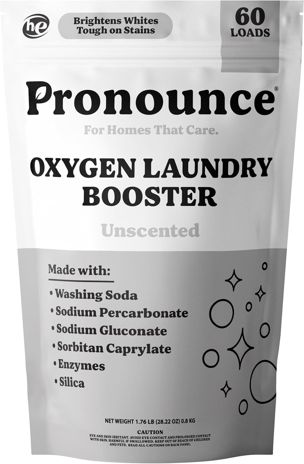 Oxygen Laundry Booster W/ Enzymes Brightens White & Tough on Stains Fights Odor.