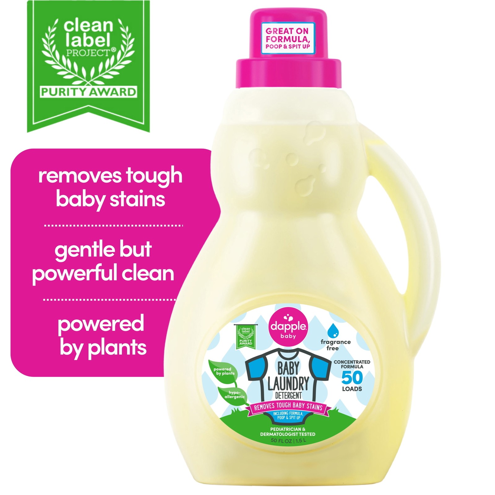 Laundry Detergent Fragrance-Free, 50 fl oz Bottle Baby-Friendly
