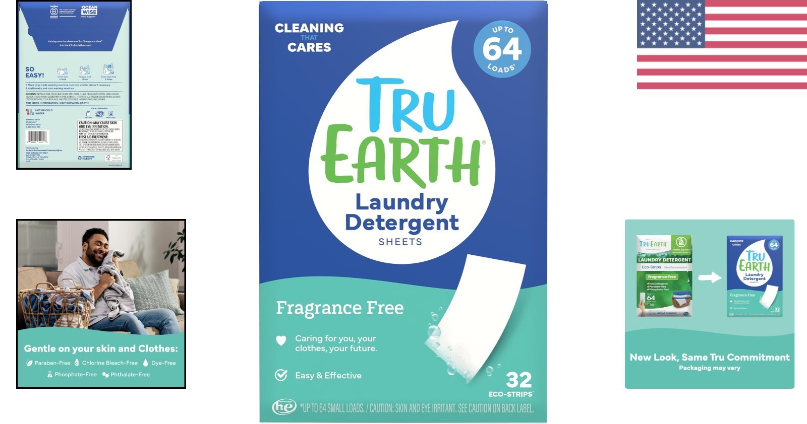 Hypoallergenic Travel Laundry Strips – 32 Sheets for 64 Loads, Fragrance-Free