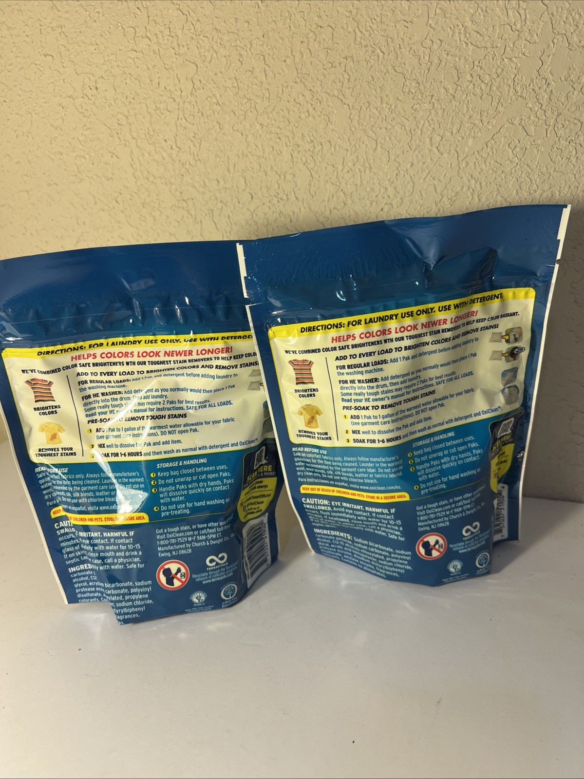Lot 2 OxiClean Color Boost Color Brightener Stain Remover Power Paks 10 Ct NOS