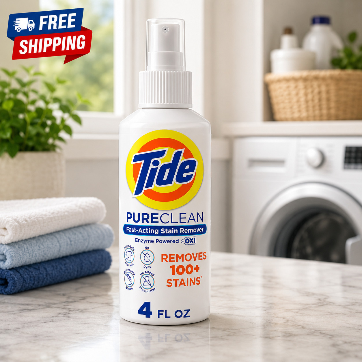 Tide PureClean Stain Remover OXI Enzyme Formula Color Safe Fast Acting 4oz Spray