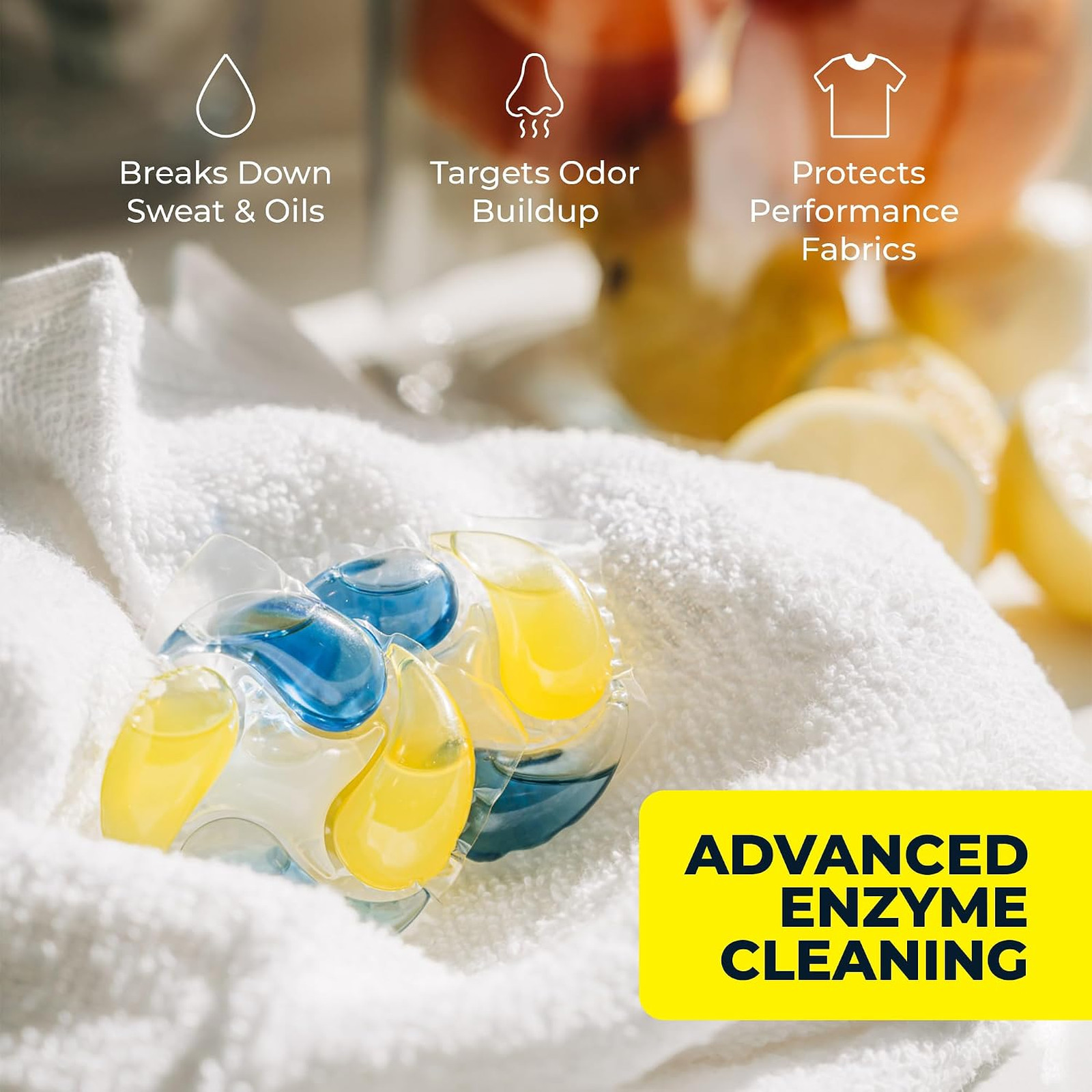 Laundry Detergent Pods 5 in 1 Enzyme Stain Odor Remover for Activewear HE