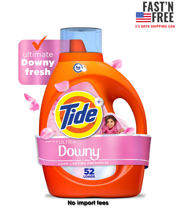 Tide Laundry Detergent Liquid Boost of Ultra Downy April Fresh, 73 fl oz 52 load