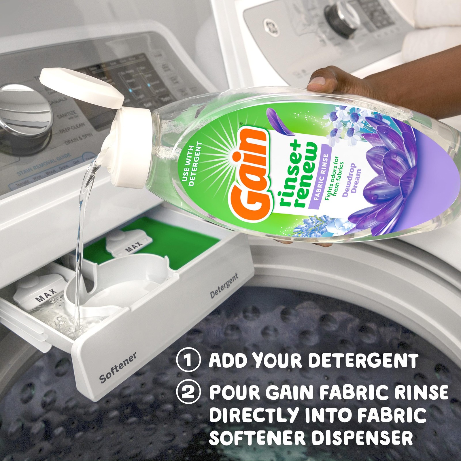 Gain Dewdrop Dream 48 FL OZ Fabric Rinse and Renew Laundry Odor Remover