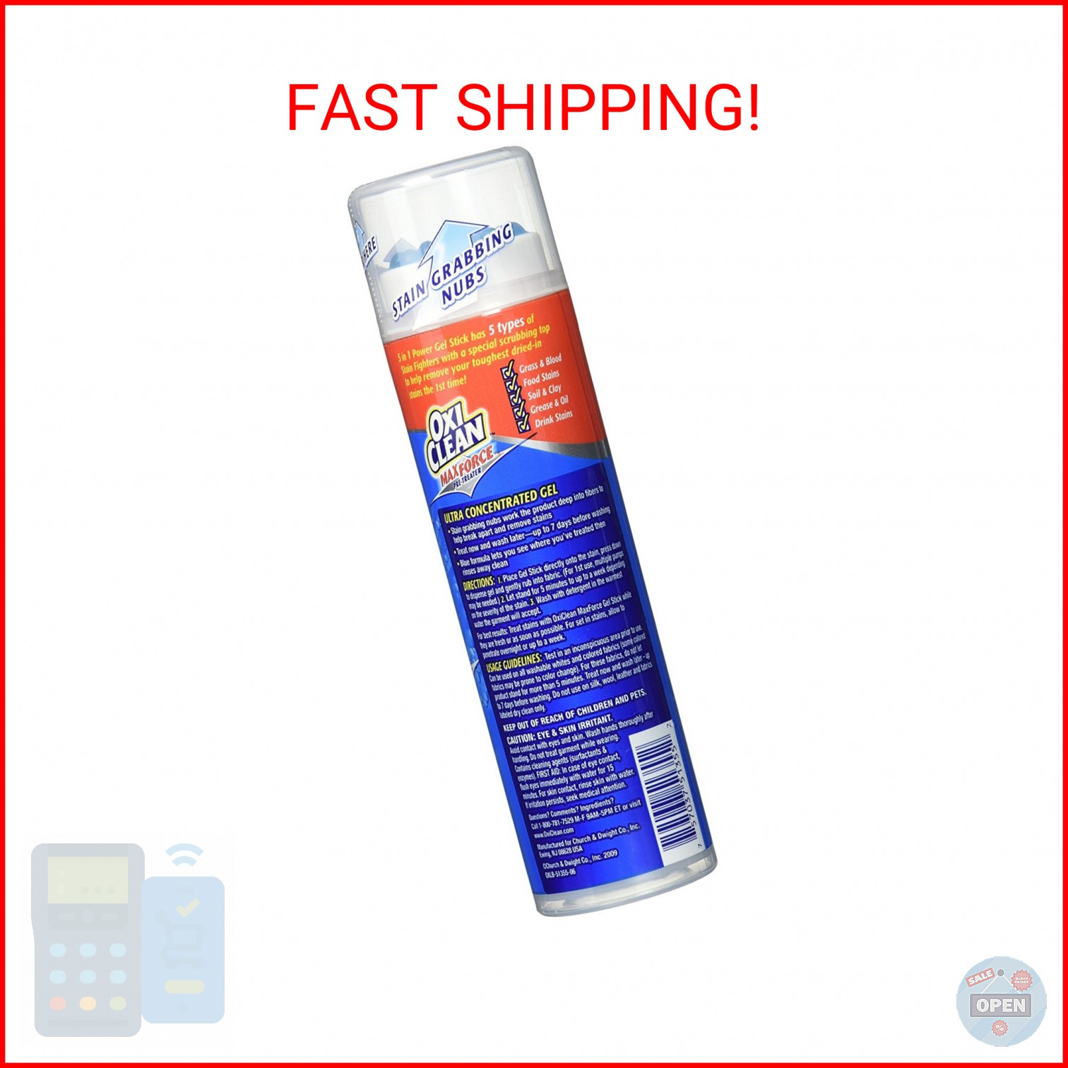 OxiClean Max Force Gel Stain Remover Stick, 6.2 Ounce (Pack of 2)