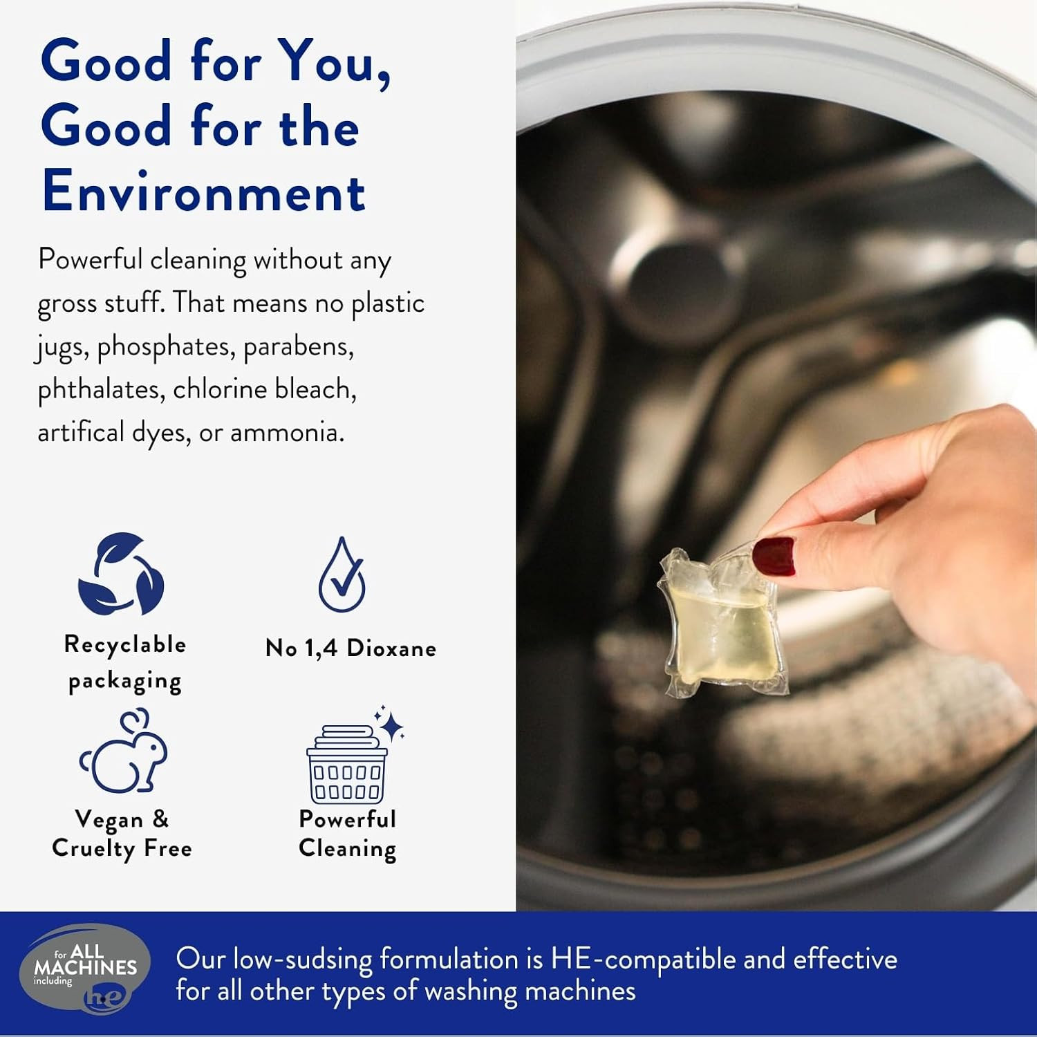 The Clean People Laundry Detergent Pods – Hypoallergenic Laundry Pods – 32 Pack