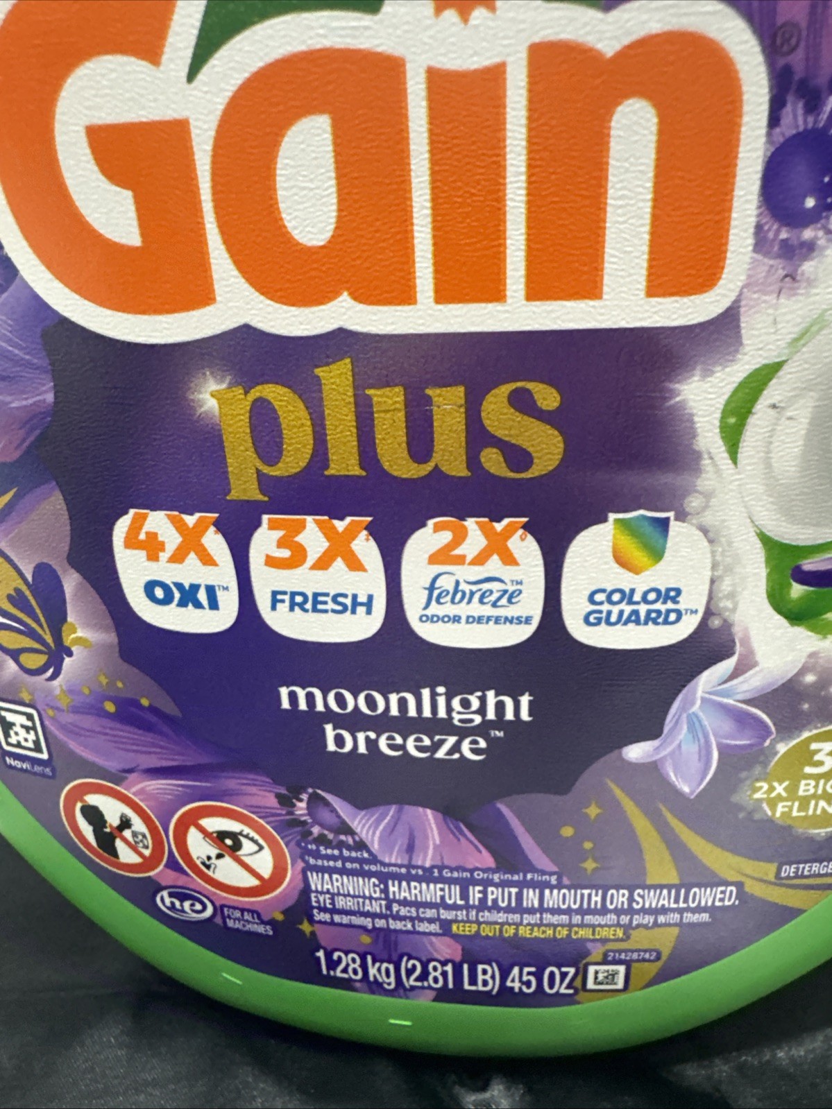 Gain Moonlight Breeze Super Flings Plus Laundry Detergents – 32 ct NIB