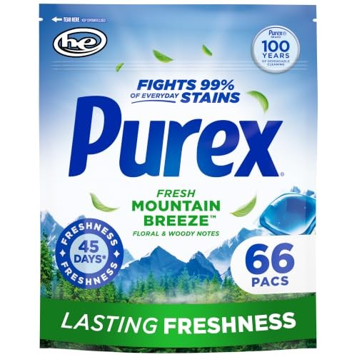 Purex Fresh Mountain Breeze Laundry Detergent Pacs 66 Count 4-in-1 Cleaning